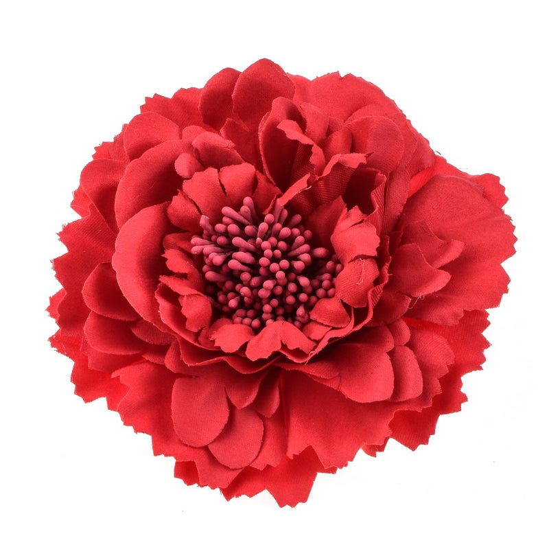 Eforlike HC-01 Floral Fall Peony Flower Hair Clip Flamenco Dancer Pin up, Red, Size M - Image 1